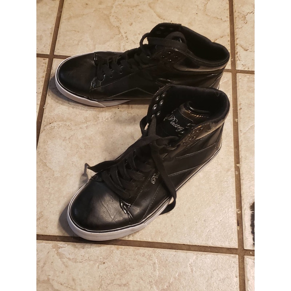 Pastry Sire- Premium Black Leather Sneakers Sz 8 - Picture 2 of 6